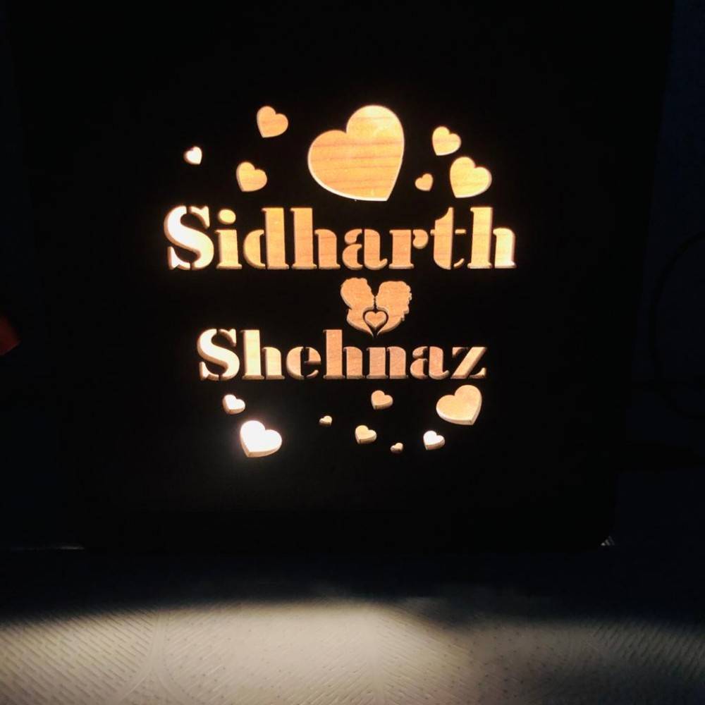 Customized Couple Name Heart Wooden Light Box