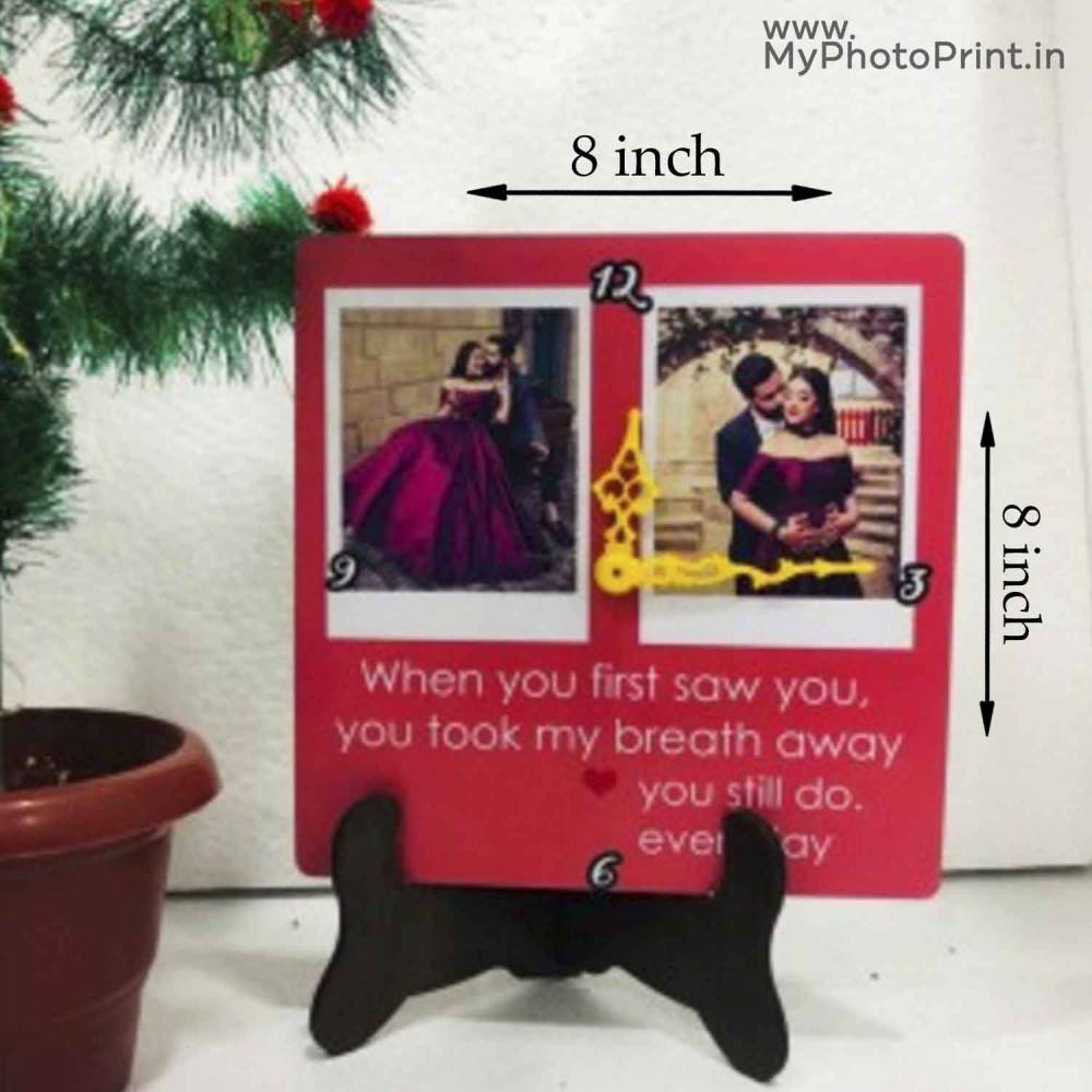 Customized Photo Table Clock 2 Photos | Your Message On it
