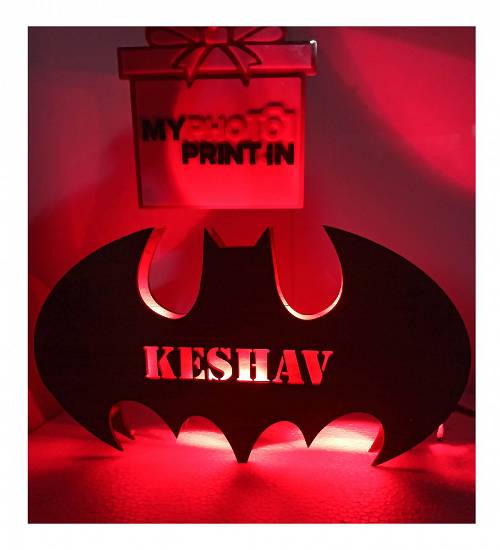 Customized Batman Name Board With 7 Different Lights And Remote /Wooden LED Back lit Batman Wall Light