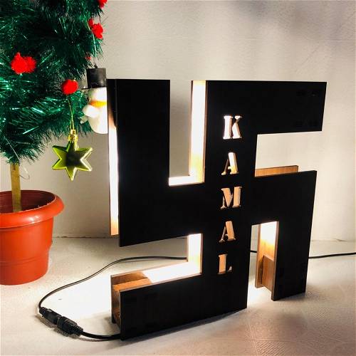 Customized Swastik Religious Name Board Multicolor Led and Remote #961