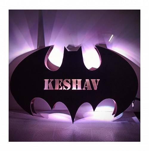 Customized Batman Name Board With 7 Different Lights And Remote /Wooden LED Back lit Batman Wall Light