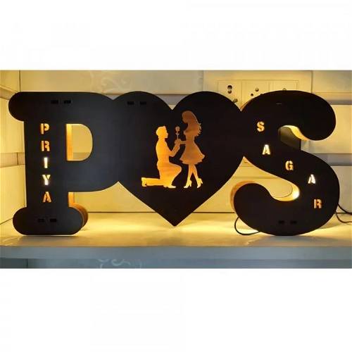Customized A TO Z Alphabetic Initial Wooden Name Board With 7 Different Lights and Remote