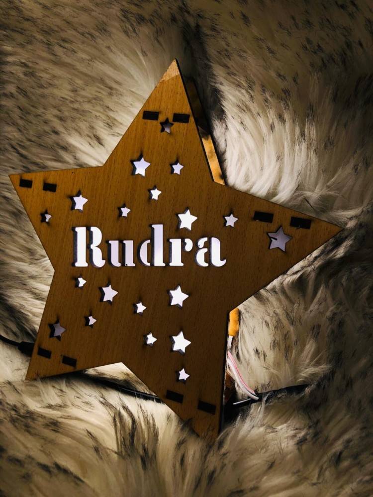 Customized Wooden Star With Your Name Multicolor Led and Remote #1004