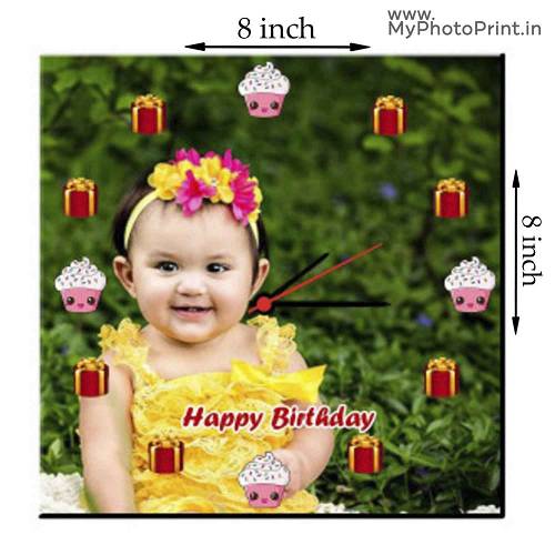 Customized MyPhotoPrint Photo Wall Clock | Happy Birthday Theme