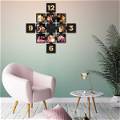 Customized MyPhotoPrint Gold Photo Clock Frame Collage 8 Photos Your Text OR Name 