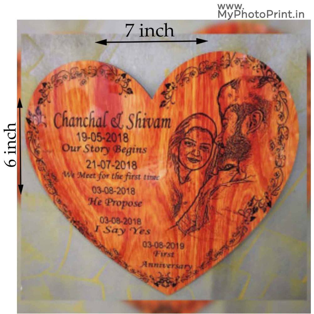 Customized Wooden Engraved With Heart Photo