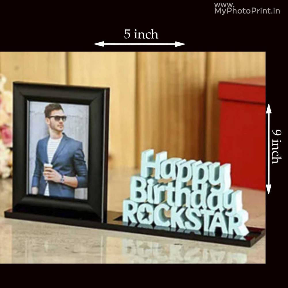 Customized Happy Birthday Rockstar Photo Table Top