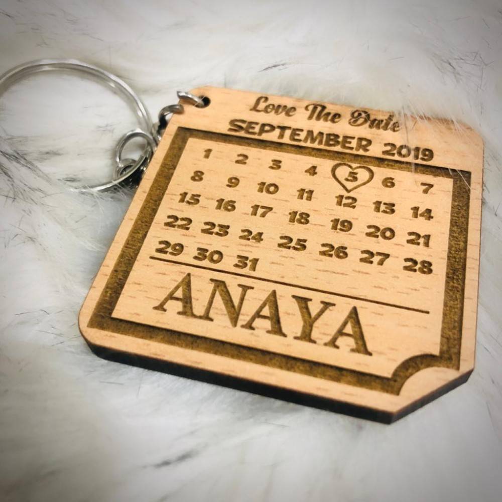 Customized Wooden Loving Keychain With Your Date #119