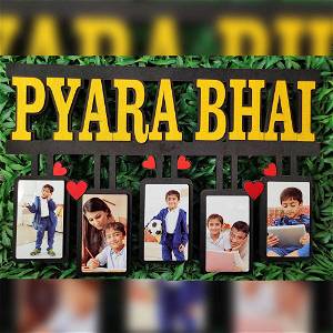 Personalized Pyara Bhai Wooden Photo Frame Collage 5 Photos