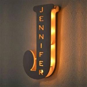 Personalized A TO Z ALPHABET Custom Wooden Engraved Name Wall Night Lights