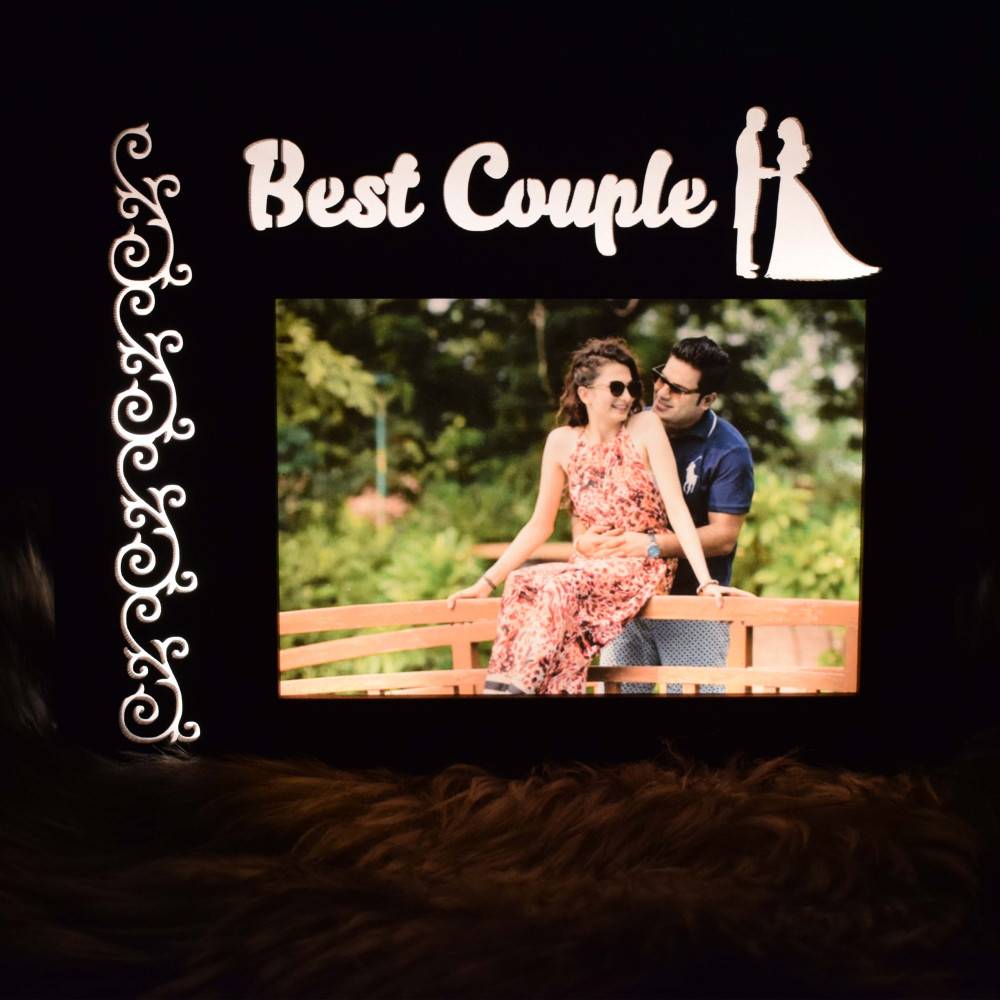 Triangular Couple Gift box Wooden Table Top/Photo Personalized Wooden Couple Name Night lamp for Couples Boyfriend Girlfriend