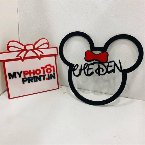 Customized Your Name or Text Mini Mouse Wooden Frame Wall Hanging #129