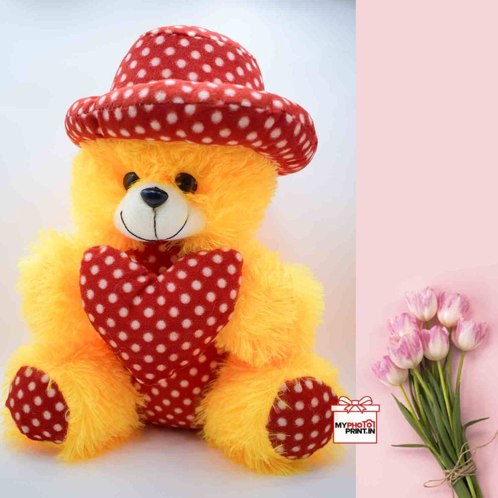 Yellow Teddy With Heart /Soft Toys