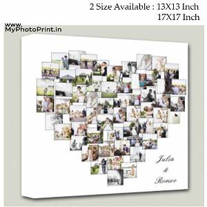 Heart Customized Multiple Photo Frame Collage Canvas With Your Names On it #1395 /Any Query Whatsapp Us After Order