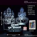 Lakshmi ji & Ganesh ji Acrylic 3D illusion LED Lamp with Color Changing Led and Remote#1322