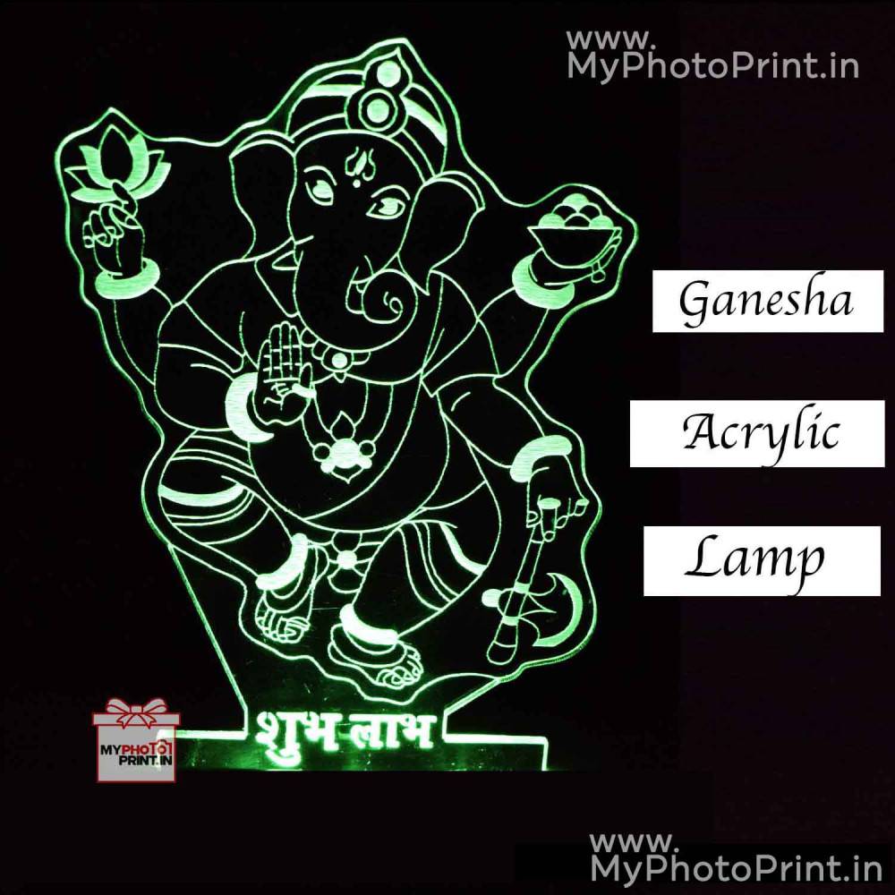 Ganesh Ji Acrylic Lamp Led Lamp with Color Changing Led and Remote #1420