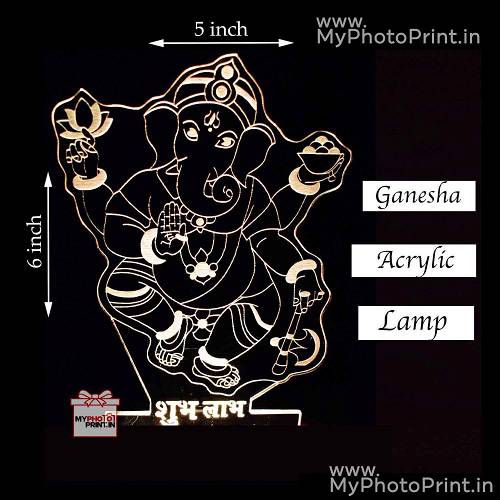 Ganesh Ji Acrylic Lamp Led Lamp with Color Changing Led and Remote #1420