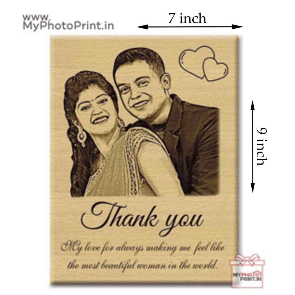 Customized Couple Photo Wooden Engrave With Your Text