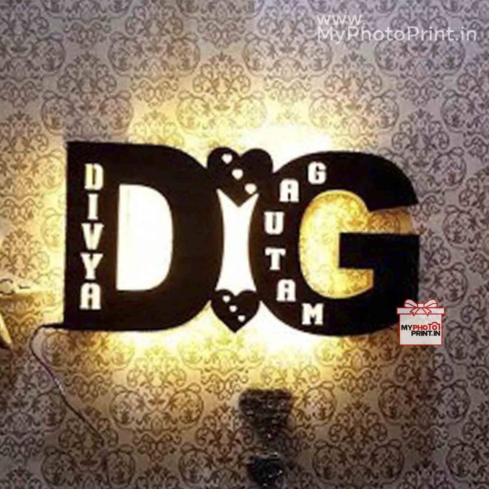 Personalized Special A TO Z Alphabetic Initial Wooden Name Board With 7 Different Lights and Remote