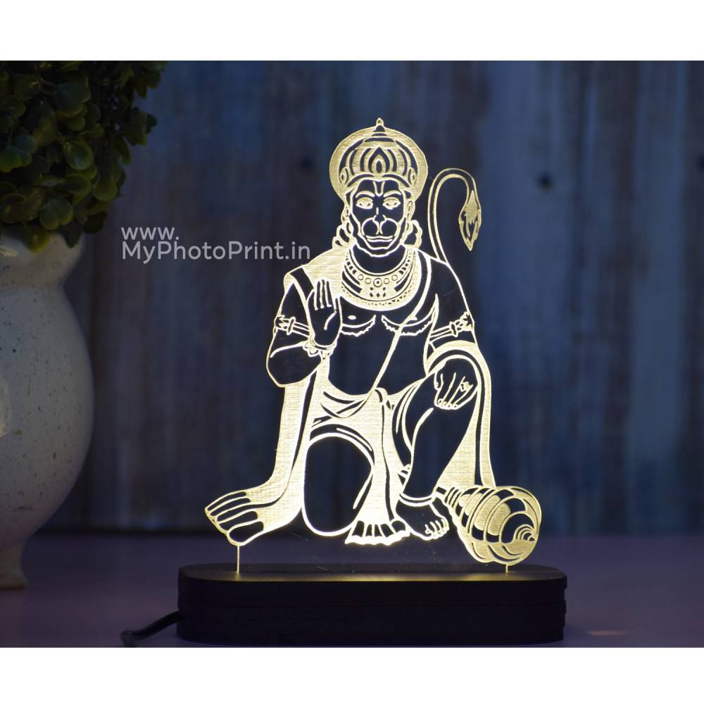 Hanuman Ji Acrylic 3D illusion LED Lamp with Color Changing Led and Remote#1490