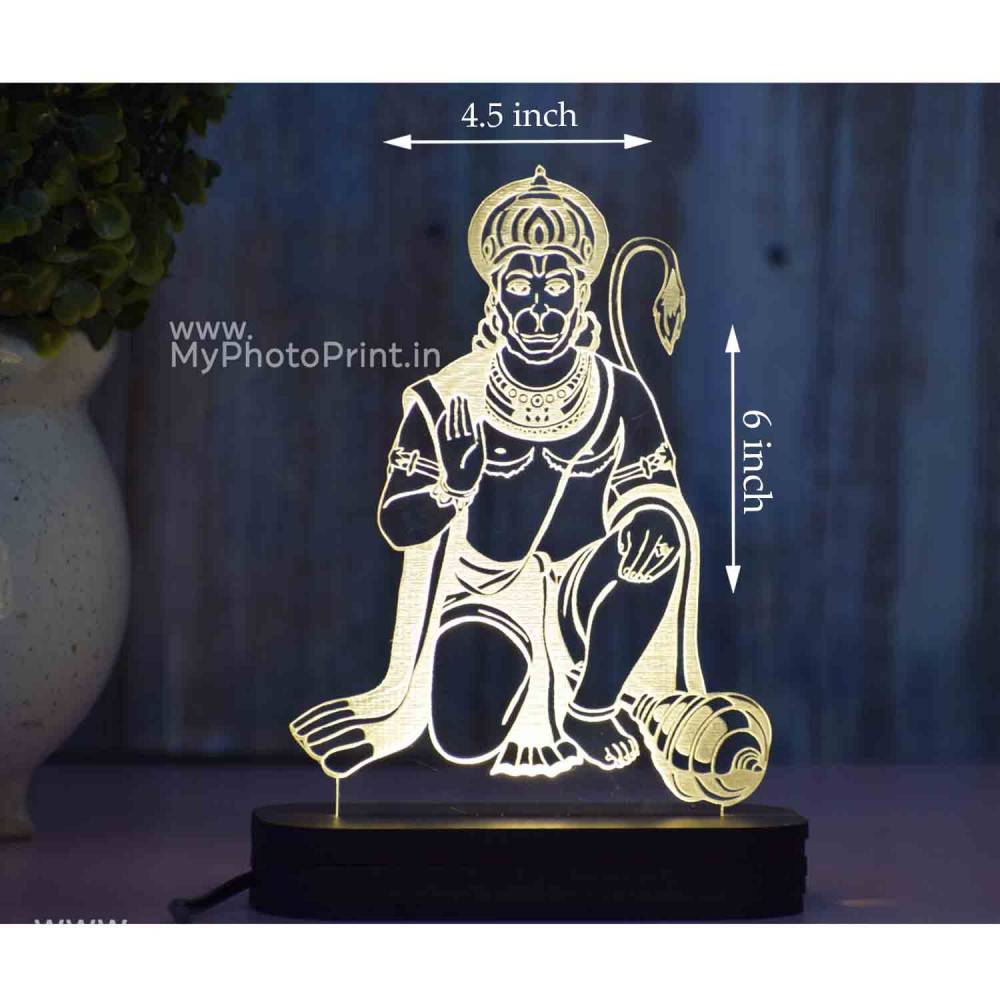 Hanuman Ji Acrylic 3D illusion LED Lamp with Color Changing Led and Remote#1490