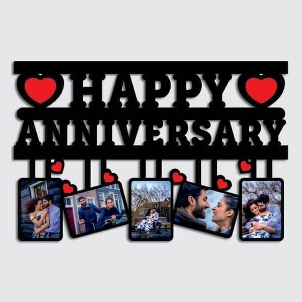 Your Text OR Name Wooden Photo Frame Collage 5 Photos(Example: Happy Anniversary,Happy Birthday ETC.)