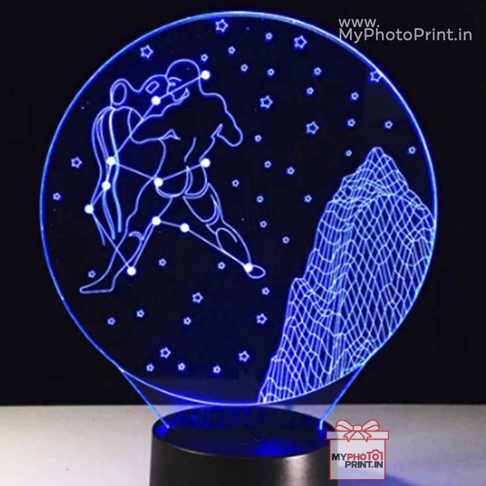 Aquarius Zodiac Sign Acrylic 3D illusion LED Lamp with Color Changing Led and Remote#1504