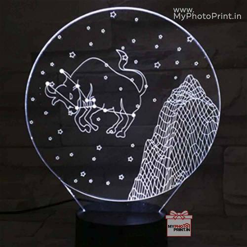 Taurus Zodiac Sign Acrylic 3D illusion LED Lamp with Color Changing Led and Remote#1505