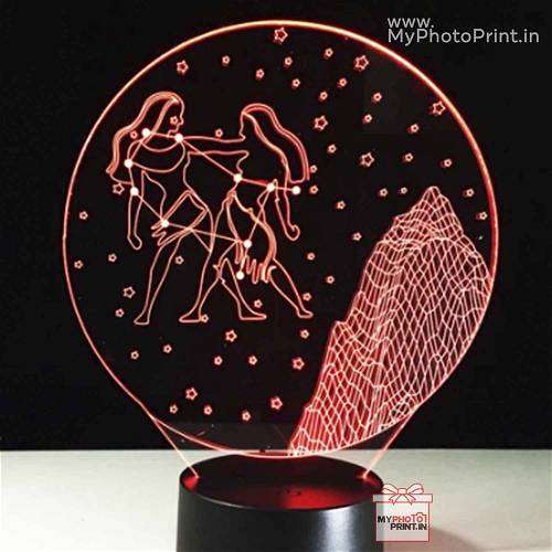 Gemini Zodiac Sign Acrylic 3D illusion LED Lamp with Color Changing Led and Remote#1506