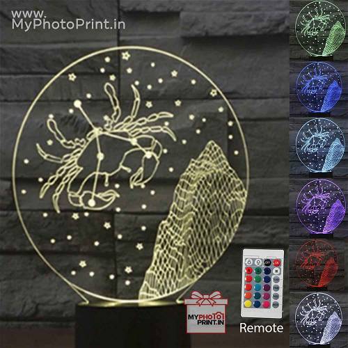 Cancer Zodiac Sign Acrylic 3D illusion LED Lamp with Color Changing Led and Remote#1514