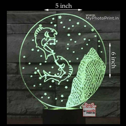 Pisces Zodiac Sign Acrylic 3D illusion LED Lamp with Color Changing Led and Remote#1515