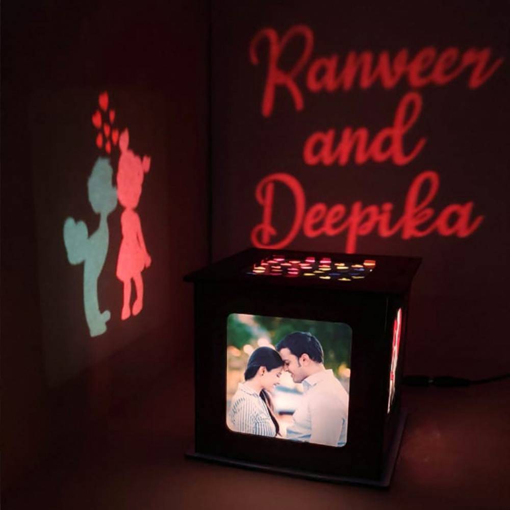 Customized Love Photo Shadow Box with Multicolour Electric Night Lamp Choose Occasion 