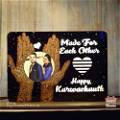 Made For Each Other Karwa Chauth Wooden Table Top 