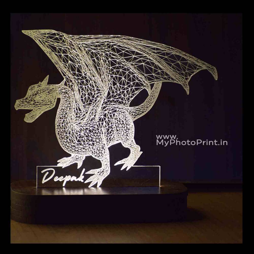 Personalized Dragon Acrylic 3D illusion LED Lamp with Color Changing Led and Remote#1592
