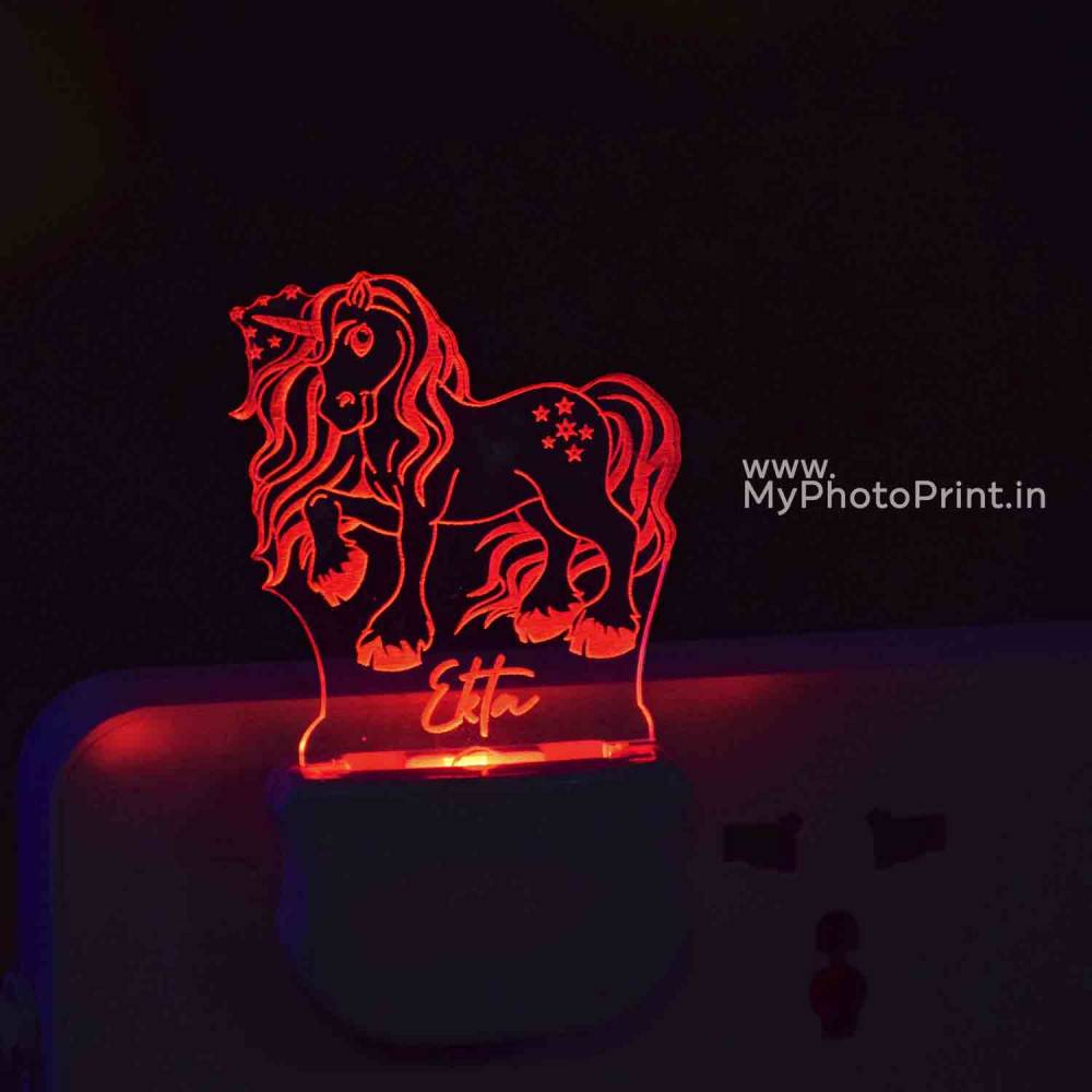 Personalized Unicorn Plug Acrylic Night Lamp With Multicolor Lights #1596