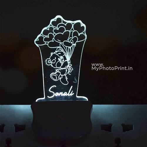 Personalized Teddy Bear Plug Acrylic Night Lamp With Multicolor Lights #1601