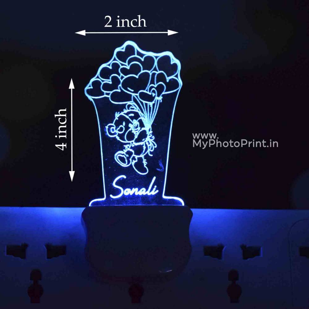 Personalized Teddy Bear Plug Acrylic Night Lamp With Multicolor Lights #1601