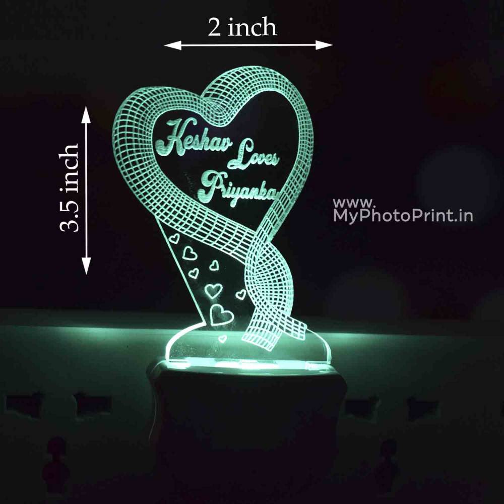 Personalized Couple Plug Acrylic Night Lamp With Multicolor Lights #1603