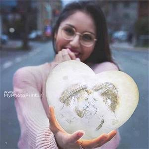 Photo Heart Shape 3D Printed Moon Lamp Personalized With Text & Photo | 2