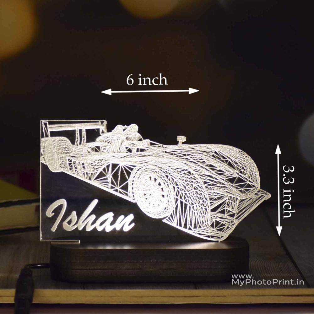Personalized Racing Car Acrylic 3D illusion LED Lamp with Color Changing Led and Remote #1610