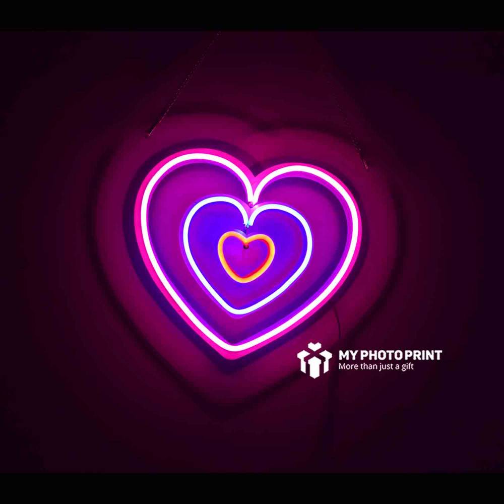 Neon Colourful Heart Led Neon Sign Decorative Lights Wall Decor