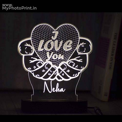Personalized Love Hands Acrylic 3D illusion LED Lamp with Color Changing Led and Remote #1635