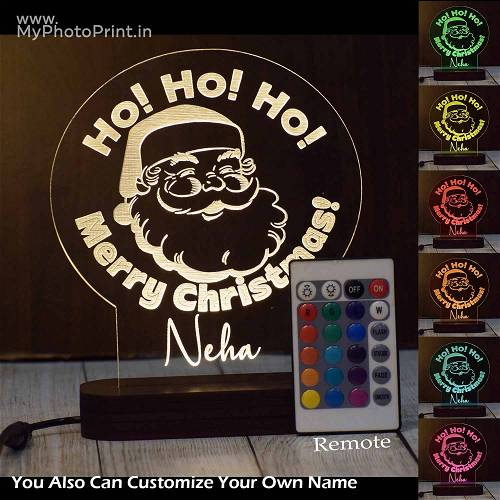 Personalized Merry Christmas Acrylic 3D illusion LED Lamp with Color Changing Led and Remote #1636