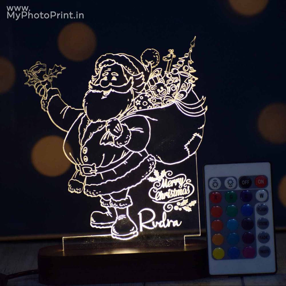 Personalized Santa Claus  Acrylic 3D illusion LED Lamp with Color Changing Led and Remote #1638