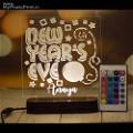 Personalized New Year's Eve Acrylic 3D illusion LED Lamp with Color Changing Led and Remote #1614