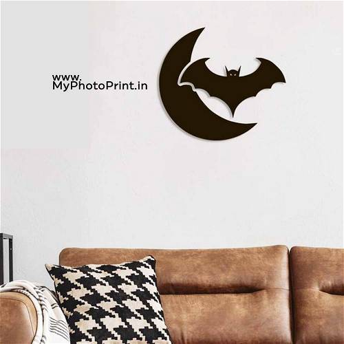 Bat & Moon Wooden Wall Decoration